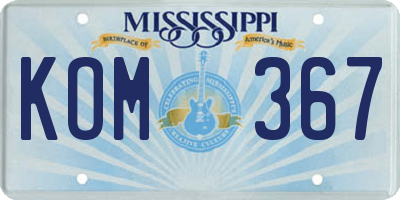 MS license plate KOM367