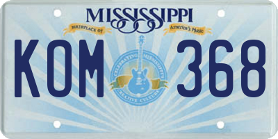MS license plate KOM368