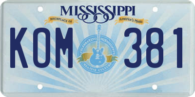 MS license plate KOM381