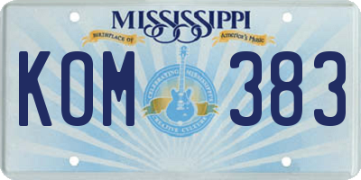 MS license plate KOM383