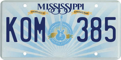 MS license plate KOM385