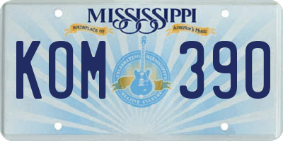 MS license plate KOM390