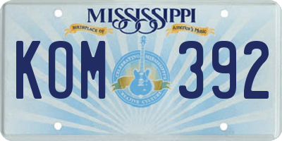 MS license plate KOM392