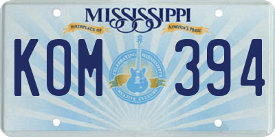 MS license plate KOM394