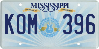 MS license plate KOM396