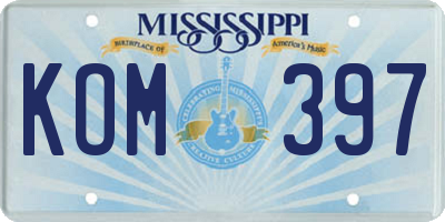 MS license plate KOM397
