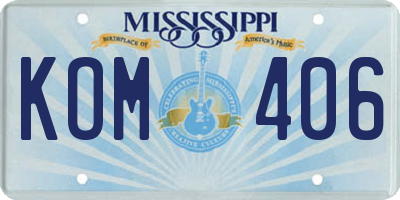 MS license plate KOM406