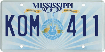 MS license plate KOM411