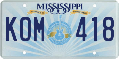 MS license plate KOM418