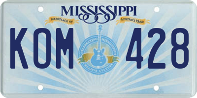 MS license plate KOM428