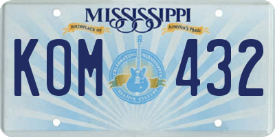 MS license plate KOM432