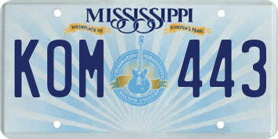 MS license plate KOM443