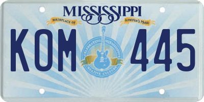 MS license plate KOM445