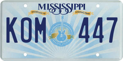 MS license plate KOM447