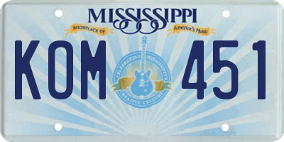 MS license plate KOM451