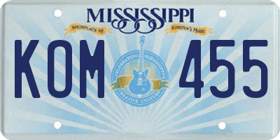 MS license plate KOM455