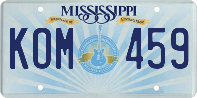 MS license plate KOM459