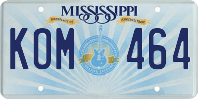 MS license plate KOM464
