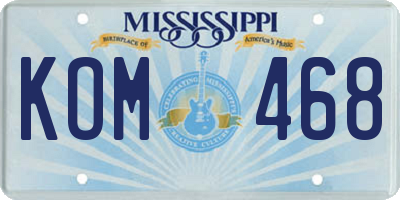 MS license plate KOM468