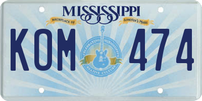 MS license plate KOM474
