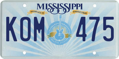 MS license plate KOM475