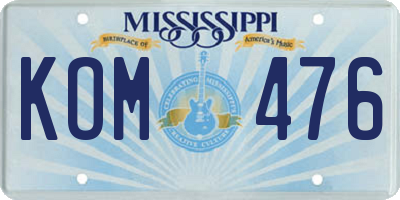 MS license plate KOM476