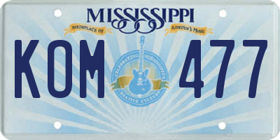 MS license plate KOM477