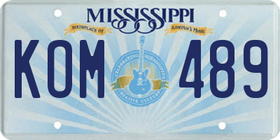 MS license plate KOM489