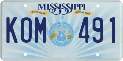 MS license plate KOM491