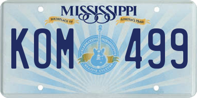 MS license plate KOM499
