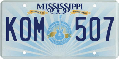 MS license plate KOM507