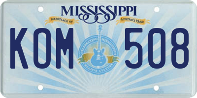 MS license plate KOM508