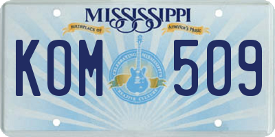 MS license plate KOM509