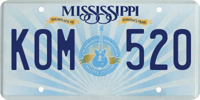 MS license plate KOM520