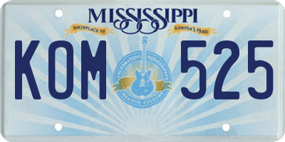 MS license plate KOM525