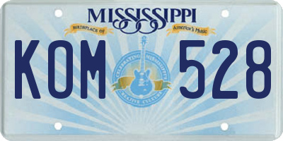 MS license plate KOM528