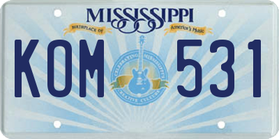 MS license plate KOM531