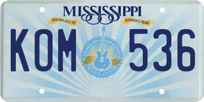 MS license plate KOM536