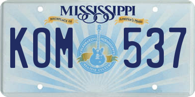 MS license plate KOM537