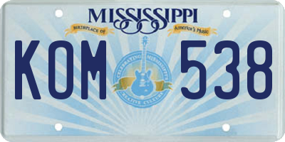 MS license plate KOM538