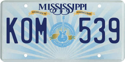 MS license plate KOM539