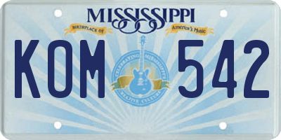 MS license plate KOM542