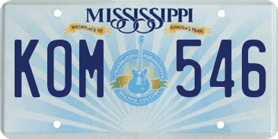 MS license plate KOM546