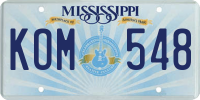 MS license plate KOM548