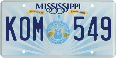 MS license plate KOM549