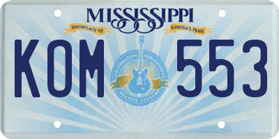 MS license plate KOM553