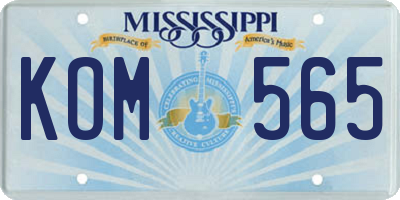 MS license plate KOM565