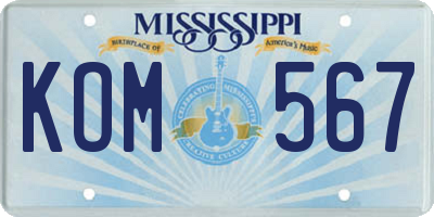 MS license plate KOM567