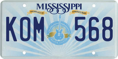MS license plate KOM568