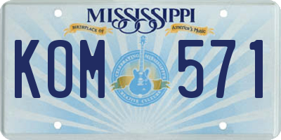 MS license plate KOM571